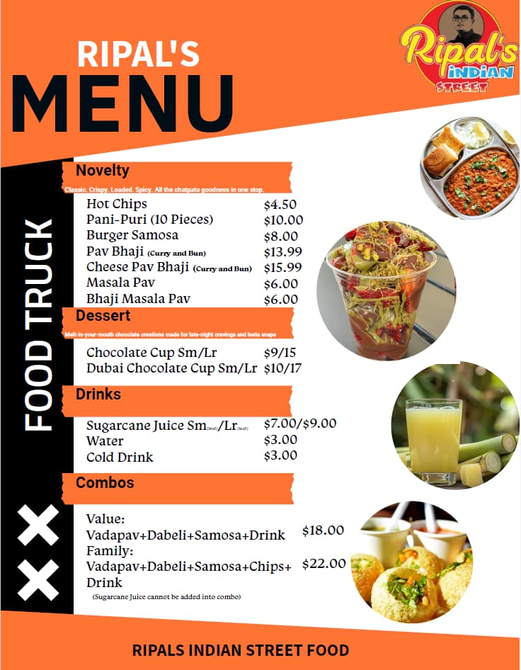 Ripal's menu board